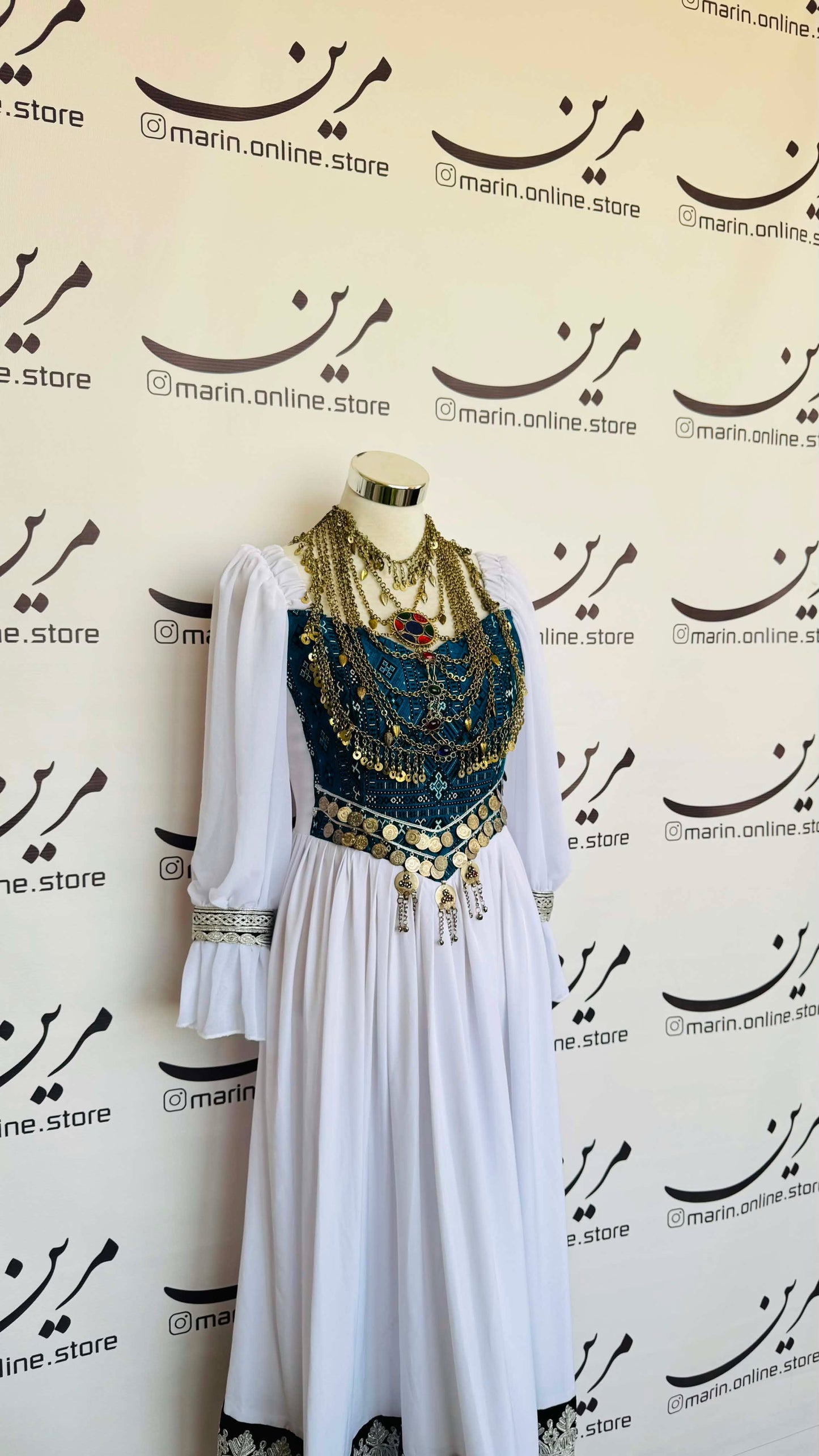 Traditional Afghan Dress with Coin Jewelry