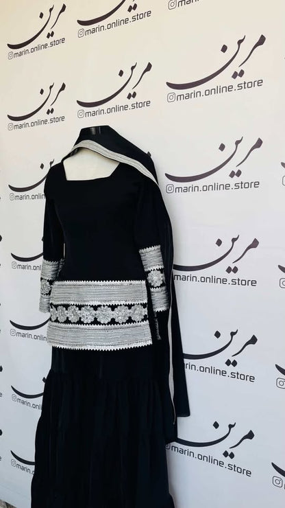 🖤 Black Traditional Afghan Dress