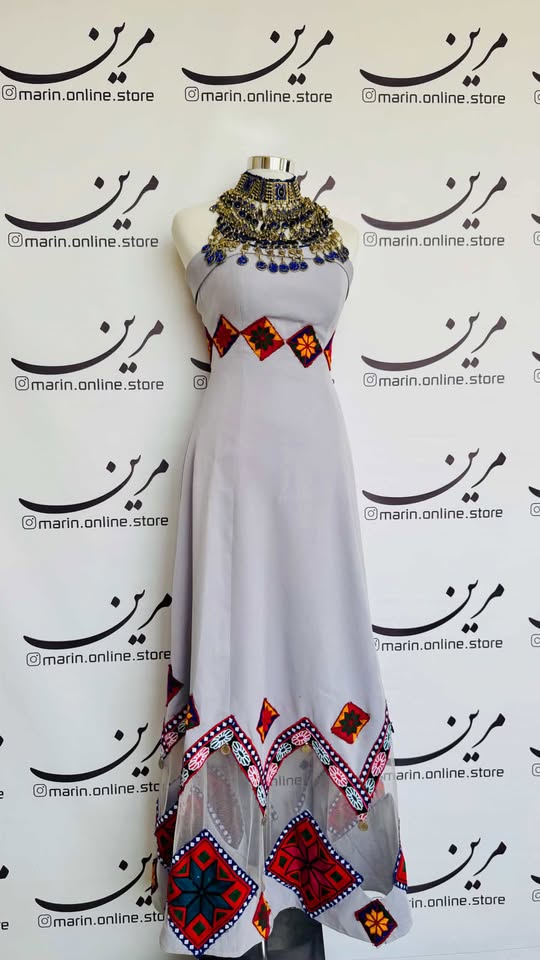 🤍 White Embroidered Afghan Dress