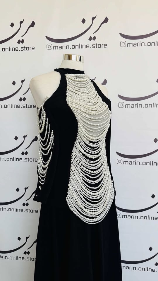 🤍 Pearl Statement Black Dress