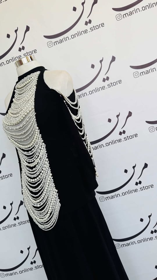 🤍 Pearl Statement Black Dress