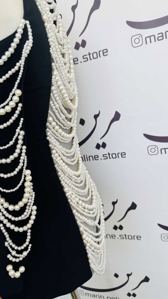 🤍 Pearl Statement Black Dress