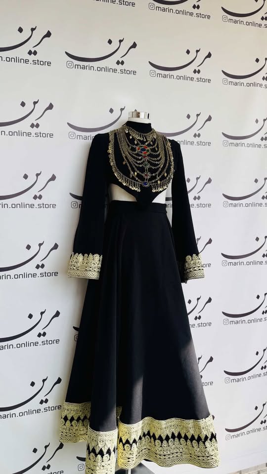 👑 Luxury Black &amp; Gold Afghan Dress