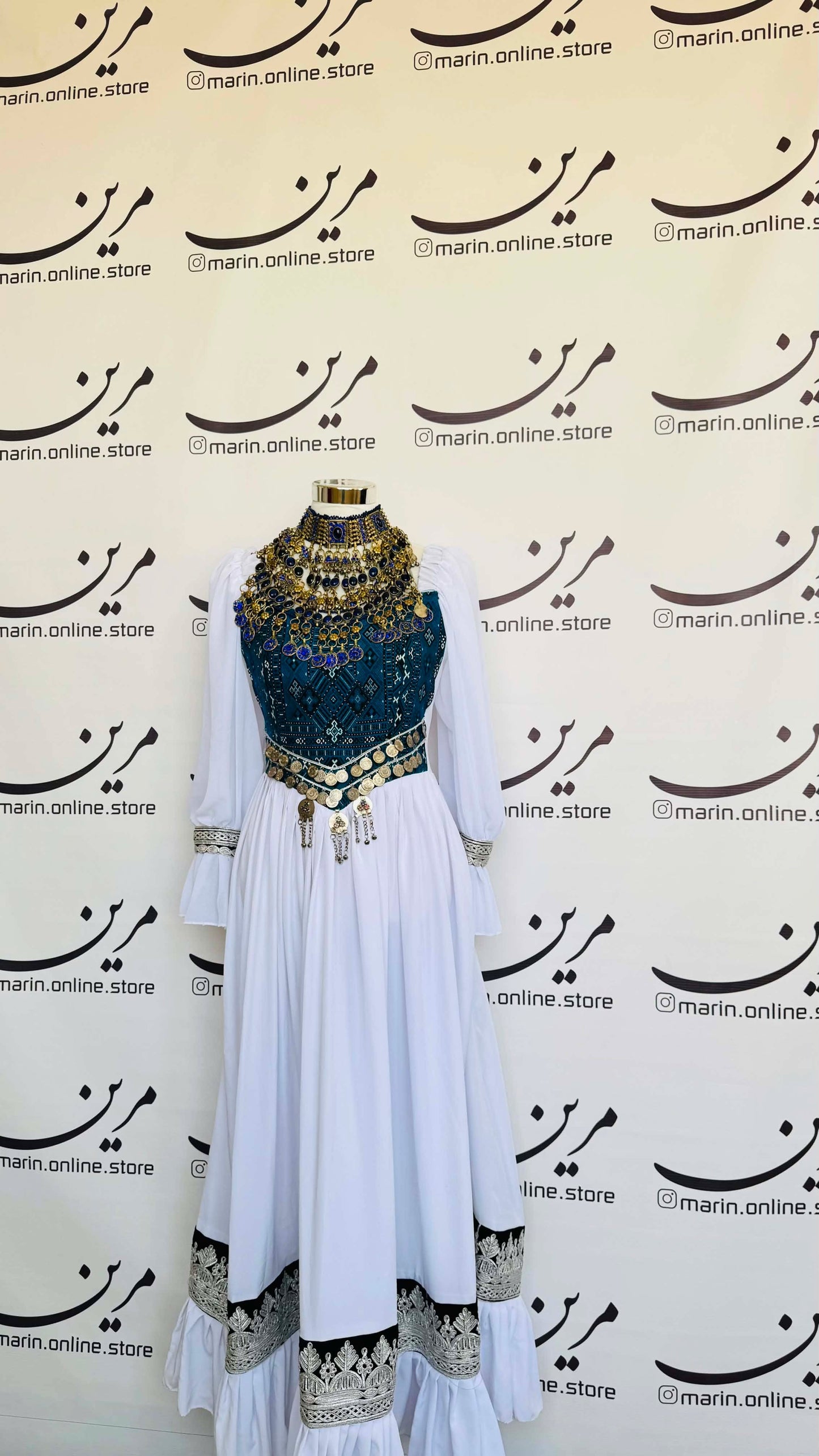 Traditional Afghan Dress with Coin Jewelry